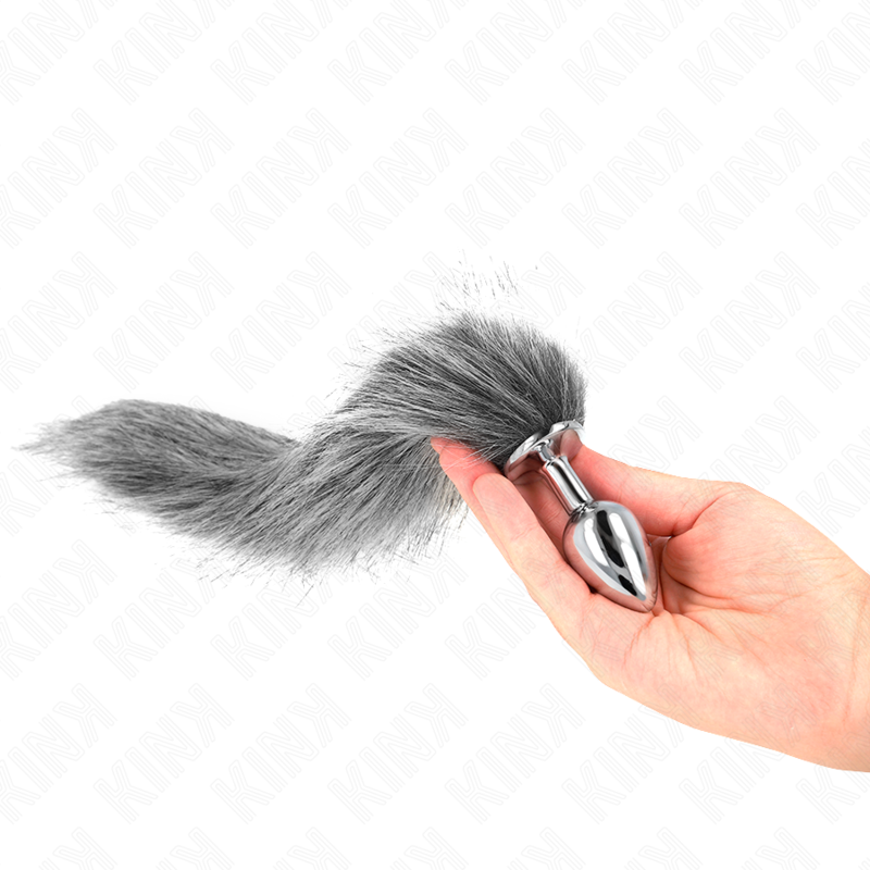 KINK - ANAL PLUG TALLA S 7 X 3 CM WITH COLA SINTÉTICA 40 CM PLATEADO