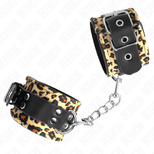 KINK - MUÑEQUERAS DE CUERO ESTILO LEOPARDO ADJUSTABLE 18-29 CM X 5.5 CM