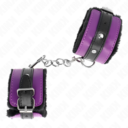 KINK - MUÑEQUERAS FORRADAS PREMIUM NEGRO WITH CORREA VIOLETA / NEGRO ADJUSTABLE 17-29 CM X 6 CM