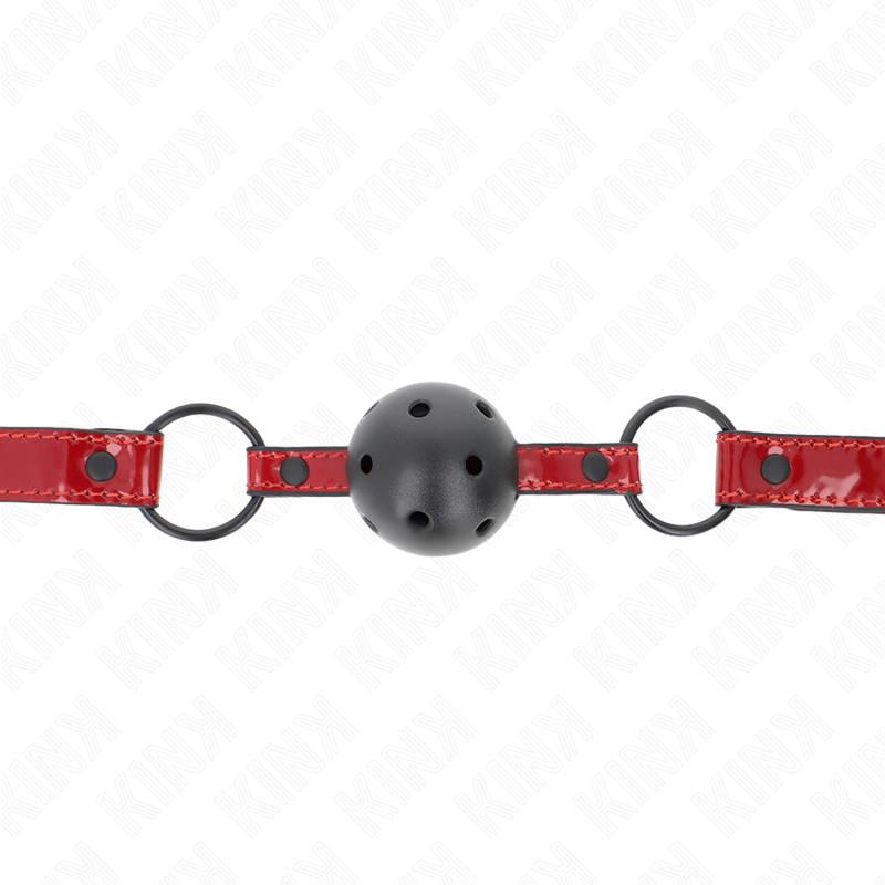 KINK - MORDAZA DE BOLA 4.5 CM POLIPIEL BRILLANTE 63.5 X 2 CM ADJUSTABLE 41 X 59 CM