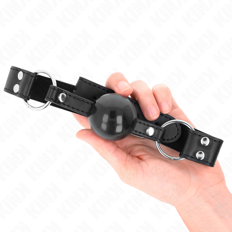 KINK - MORDAZA DE BOLA 4 CM SUAVE Y SÓLIDA CON CORREA DE POLIPIEL 62 x 2.5 CM ADJUSTABLE 42-58 CM