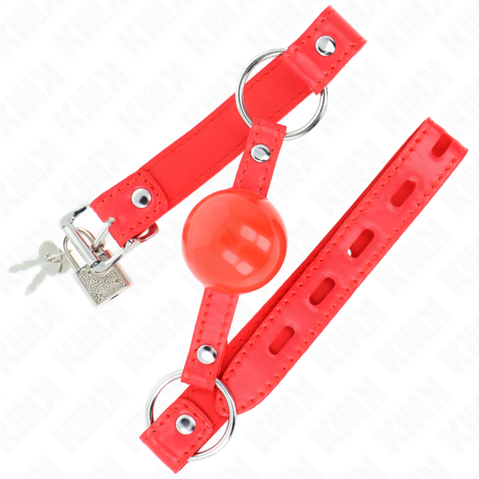 KINK - MORDAZA DE BOLA 4 CM TPE WITH CANDADO ROJO 60 x 2 CM