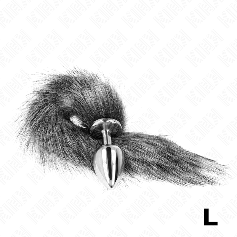 KINK - ANAL PLUG TALLA L 10 X 4 CM WITH COLA SINTÉTICA 40 CM PLATEADO