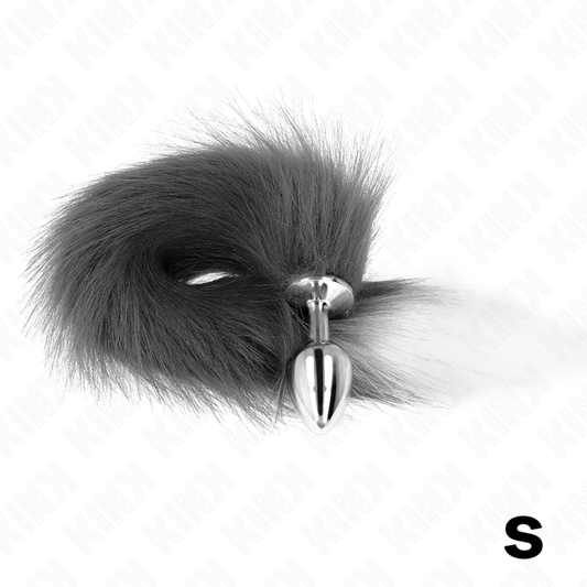 KINK - ANAL PLUG TALLA S 7 X 3 CM WITH COLA SINTÉTICA 40 CM PLATEADO Y BLANCO