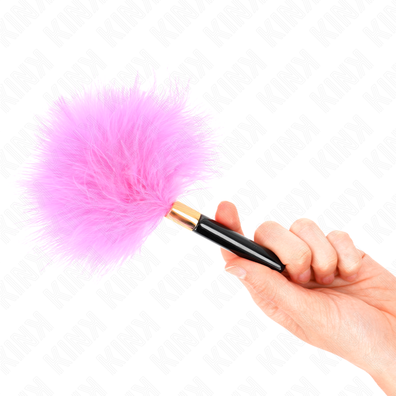 Kink – Plumes tickle en métal doré fuchsia 18 cm