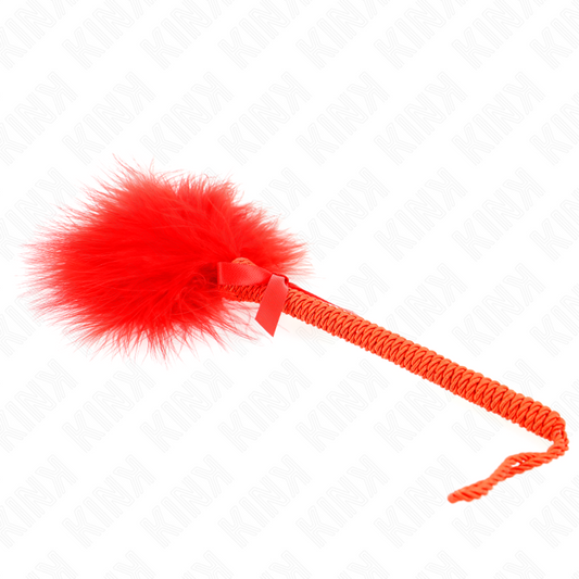 KINK - MASAJEADOR DE CUERDA DE NAILON WITH PLUMAS PARA COSQUILLAS Y LAZO ROYO 25 CM