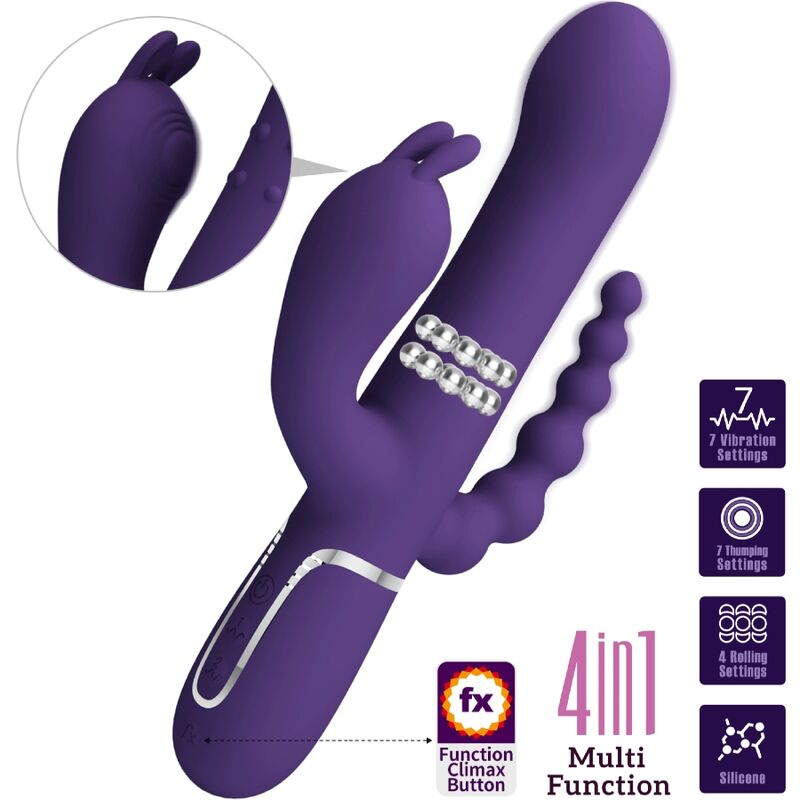 PRETTY LOVE - CAMMY TRIPLE VIBRADOR MULTIFUNCTION 4 IN 1 MORADO
