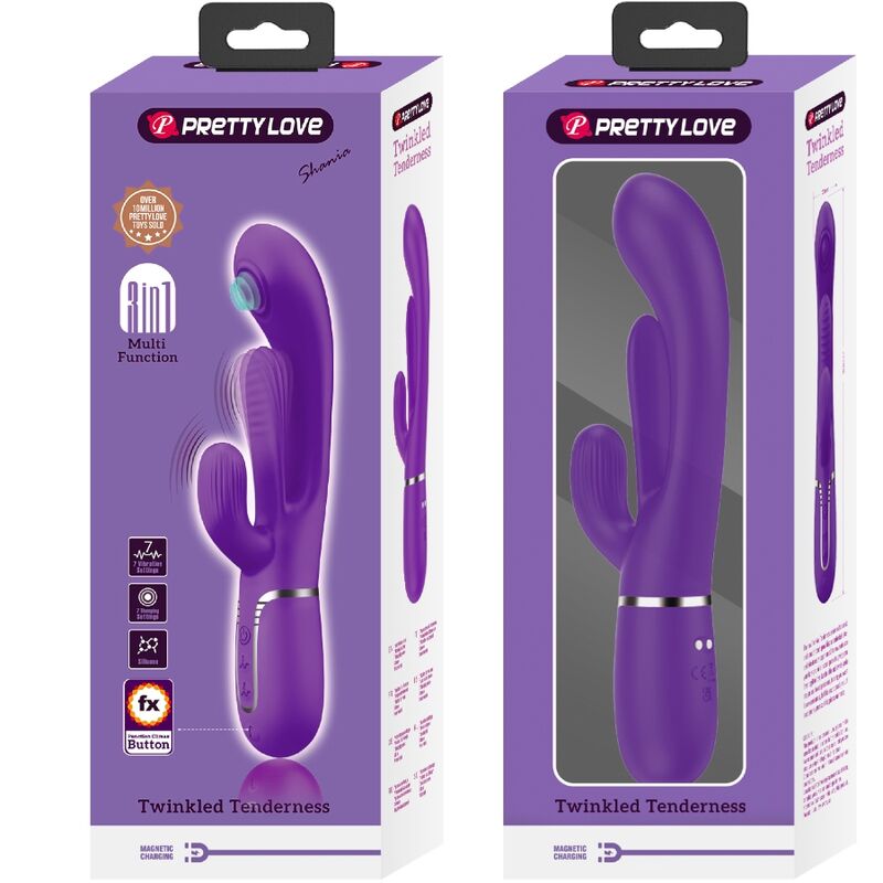 PRETTY LOVE - SHANIA TRIPLE VIBRADOR RABBIT MULTIFUNCTIONAL MORADO
