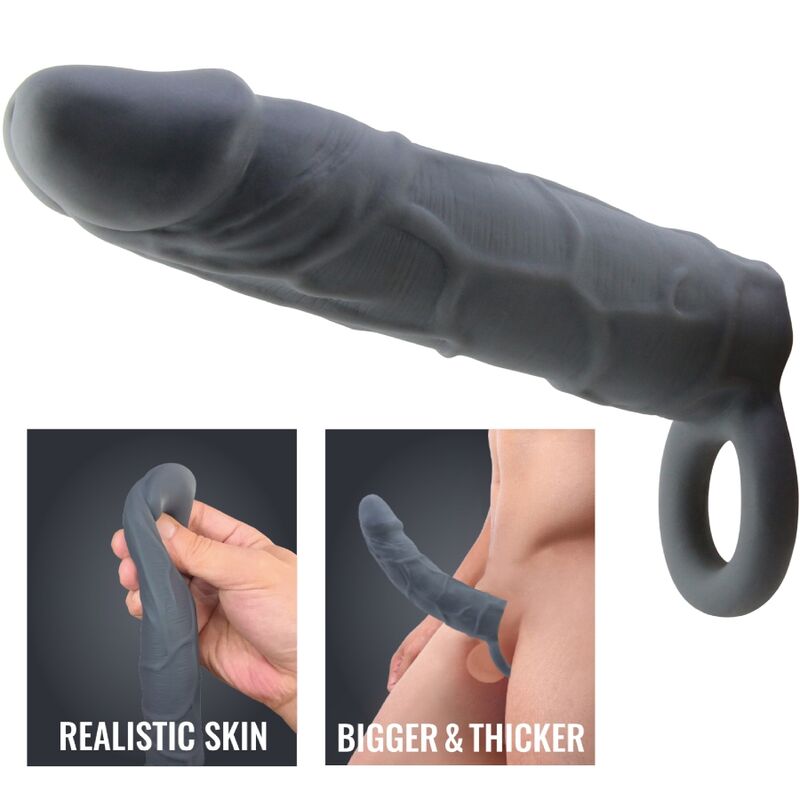 PRETTY LOVE - FUNDA DE PENE DE PIEL REALÍSTICA GRAY OSCURO