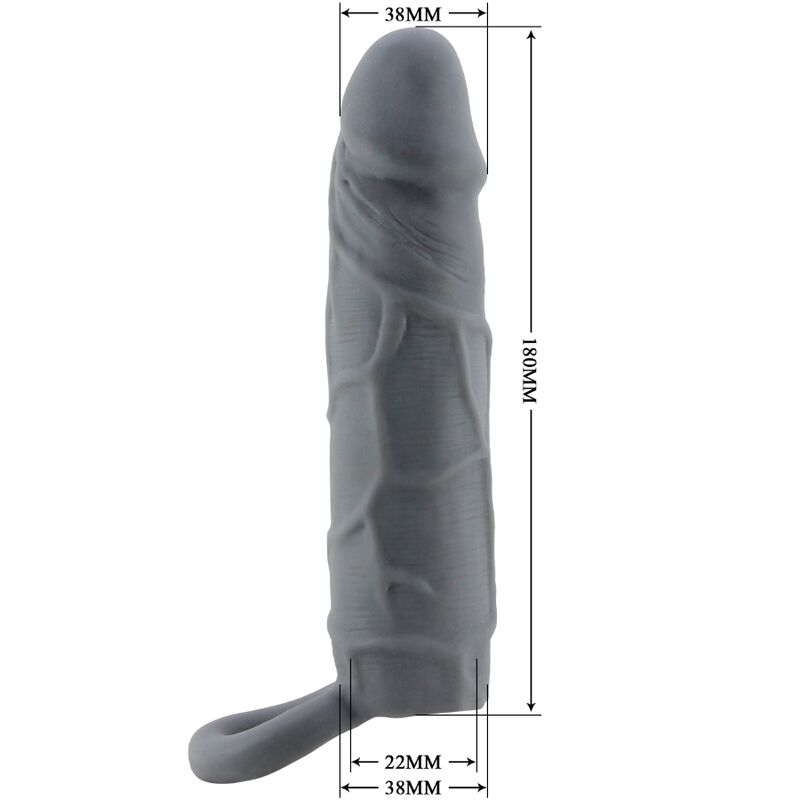 PRETTY LOVE - FUNDA DE PENE DE PIEL REALÍSTICA GRAY OSCURO
