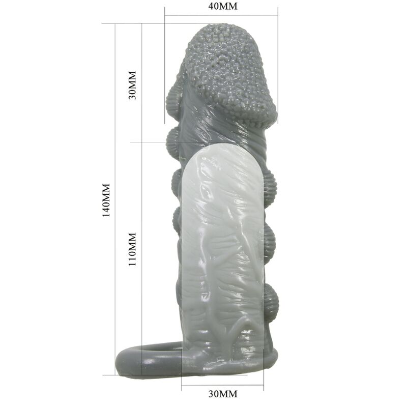 PRETTY LOVE - FUNDA REALÍSTICA ALARGADORA Y RETARDANTE PARA PENE GRAY