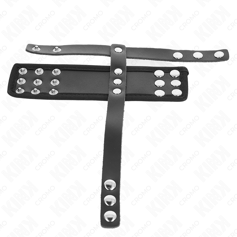 Kink – Anneau de cage à pénis en cuir avec sangle réglable de séparation des balles revêtueuse