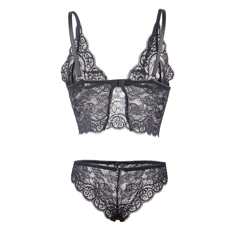 Subblime – 953928 chemisier de nuit en soie et dentelle + culotte noire L/XL
