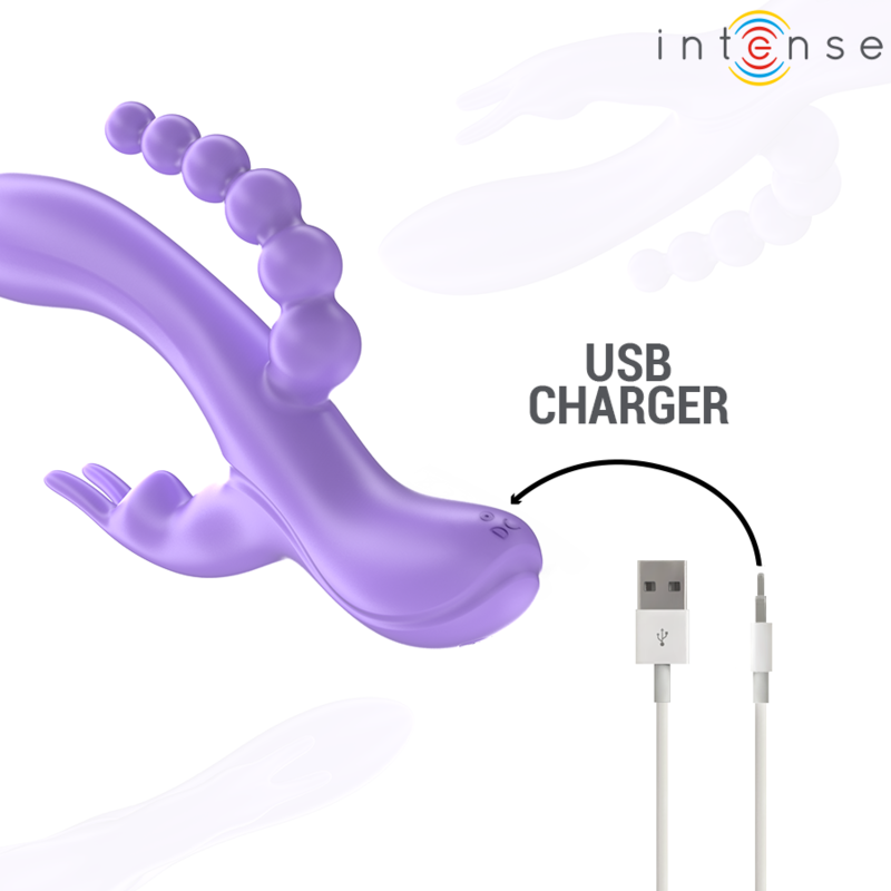 Intense – Miko triple vibrateur lapin & stimulateur & anal 7 vibrations violet