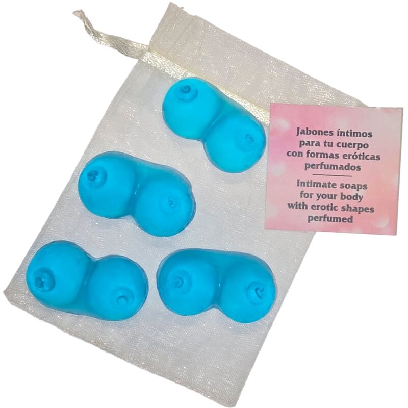 Diablo Picante – 4 mini savons parfumés en forme de seins bleu