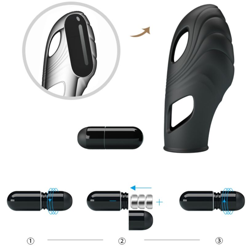 Pretty Love – Vibrateur de doigt en silicone lich noir