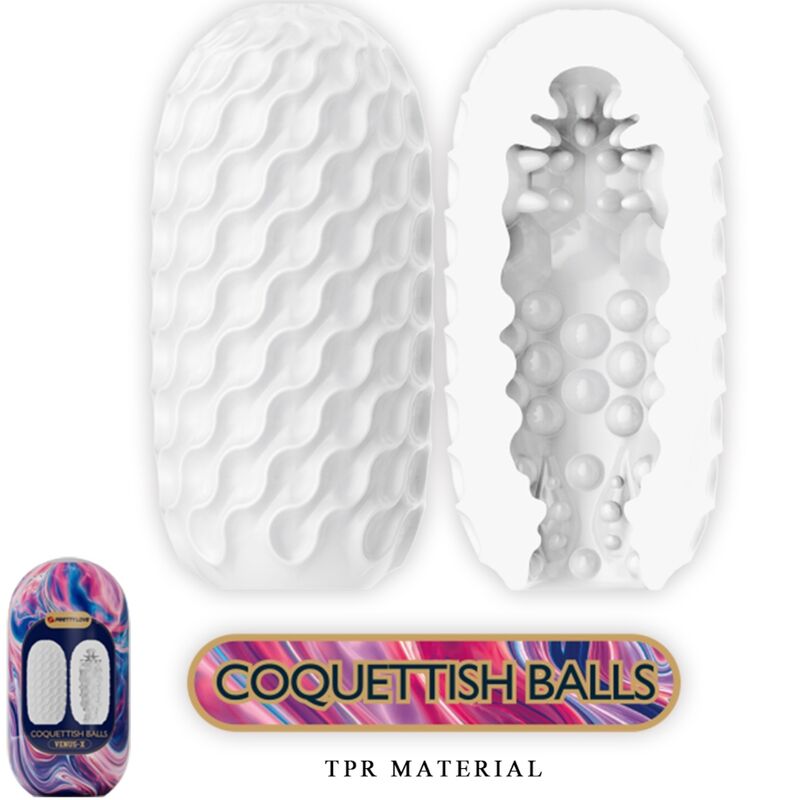 Pretty Love – Coquettish balls masturbateur homme en silicone blanc