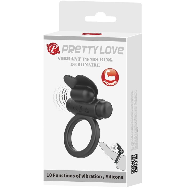 Pretty Love – Bague vibrant debonaire lapin 10 vibrations noire