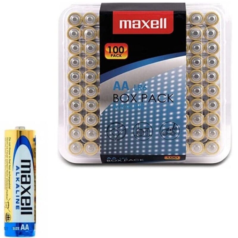 Maxell – Pack de 100 piles alcalines AA lr6