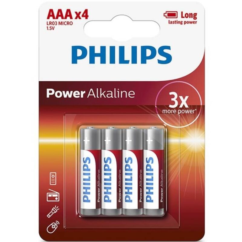 Philips – Pile alcaline AAA lr03 blister*4