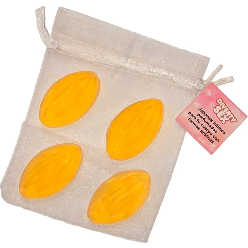 Diablo Picante – 4 mini savons en forme de vagin jaunes
