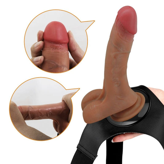 PRETTY LOVE - HARNESS BRIEFS UNIVERSAL WITH DILDO VIBRACIÓN Y SQUIRTING 15.5 CM MULATO