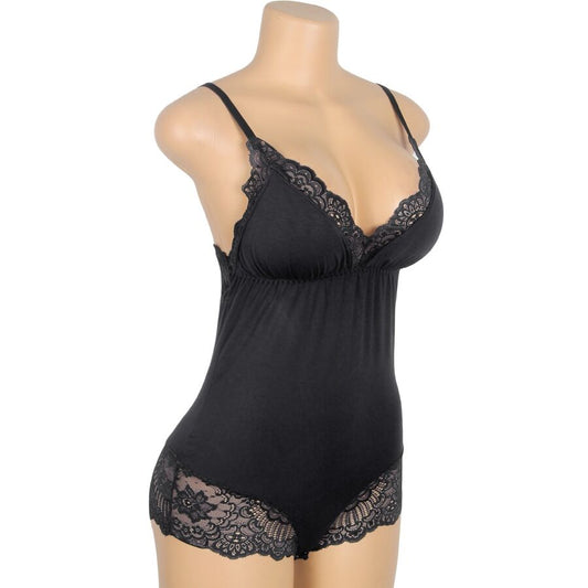 SUBBLIME - TEDDY DÉTAIL DENTELLE FLORALE NOIR L/XL