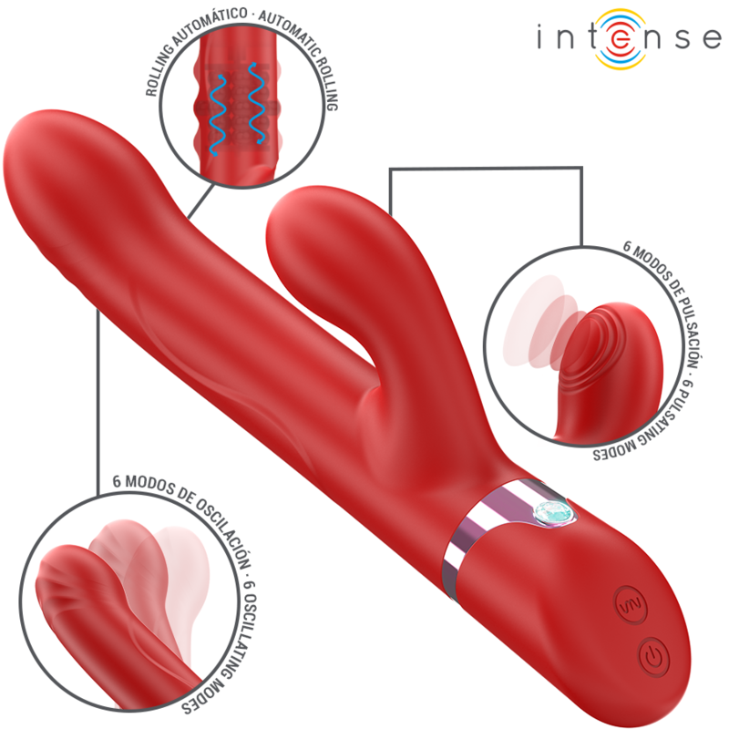 Intense – Lele vibrateur multifonction rotatif & oscillant & stimulant rouge
