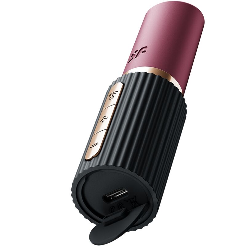 SATISFYER - STIMULATEUR DE CLITORIS DEEP KISS WAVE GRENAT / NOIR