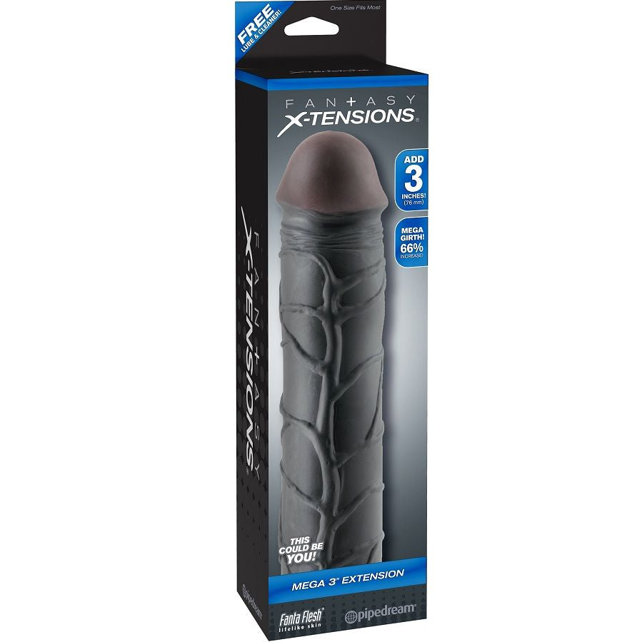 FANTASY X-TENSIONS - MEGA 3 EXTENSION ZWART VOOR PENIS