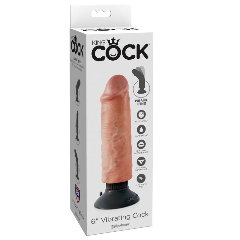 KING COCK - DILDO VIBRADOR 15,24 CM NATUURLIJK