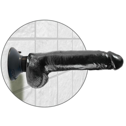 KING COCK - DILDO VIBRADOR WITH TESTÍCULOS 23 CM NEGRO