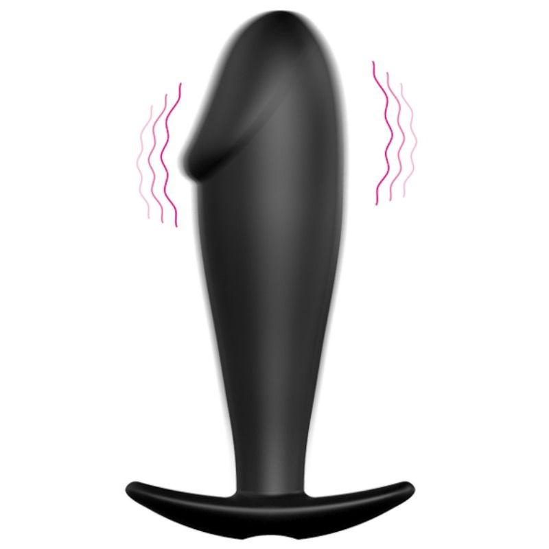 PRETTY LOVE - PLUG ANAL SILICONE FORMA PENE Y 12 MODOS VIBRACIÓN NEGRO