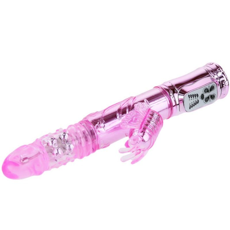 BAILE - RECHARGEABLE VIBRADOR WITH ROTACION AND ESTIMULATOR THROBBING BUTTERF