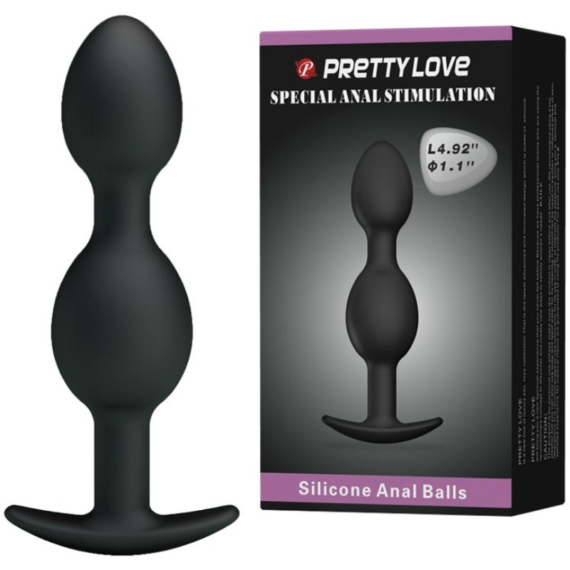 PRETTY LOVE - SILICONA ANAAL BOLAS 12,5 CM NEGRO