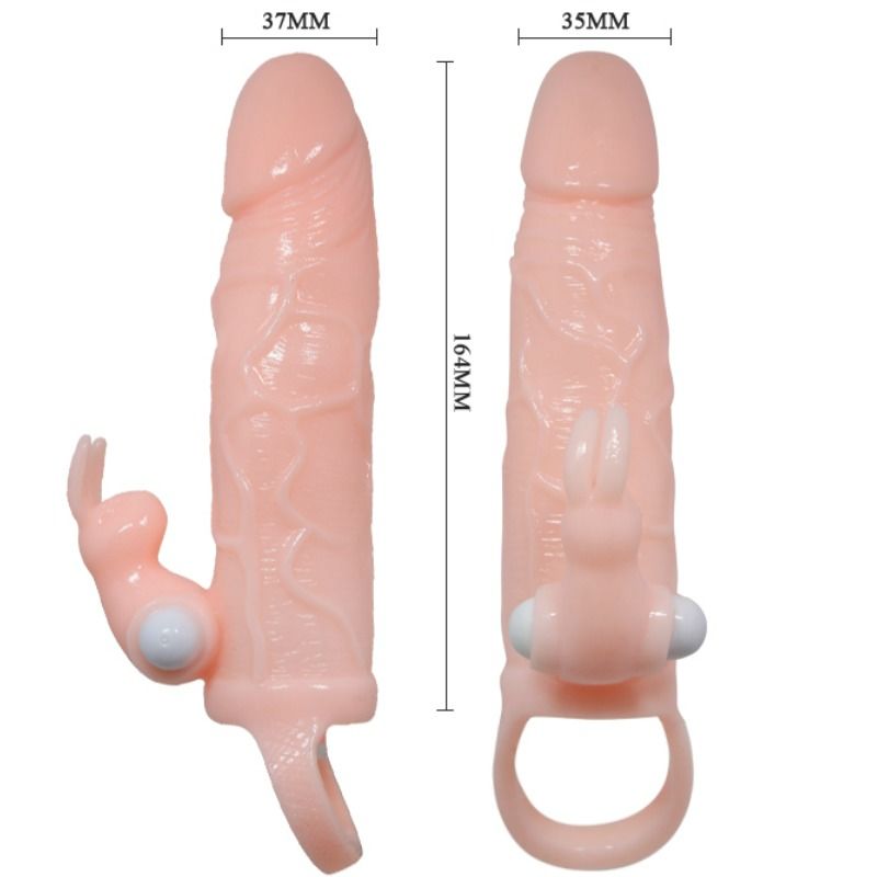BAILE - BRAVE MAN FUNDA PENE MET KONIJN VIBRADOR 16,5 CM NATUURLIJK
