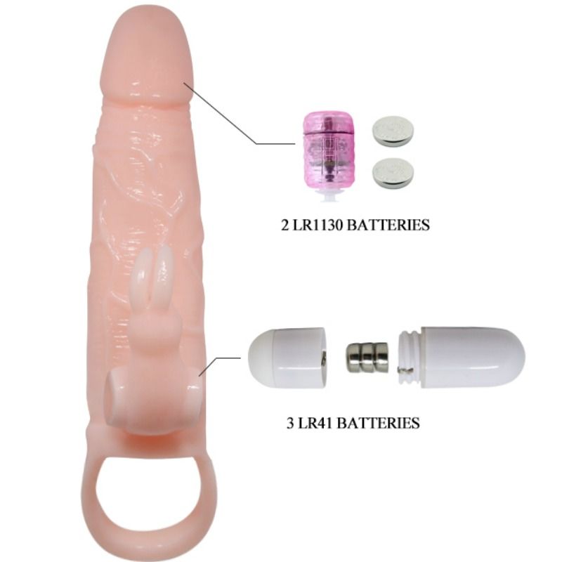 BAILE - BRAVE MAN FUNDA PENE MET KONIJN VIBRADOR 16,5 CM NATUURLIJK