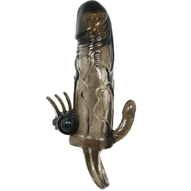 BAILE - BRAVE MAN FUNDA PENE ANAAL Y CLITORIS VIBRADOR 16,5 CM NEGRO