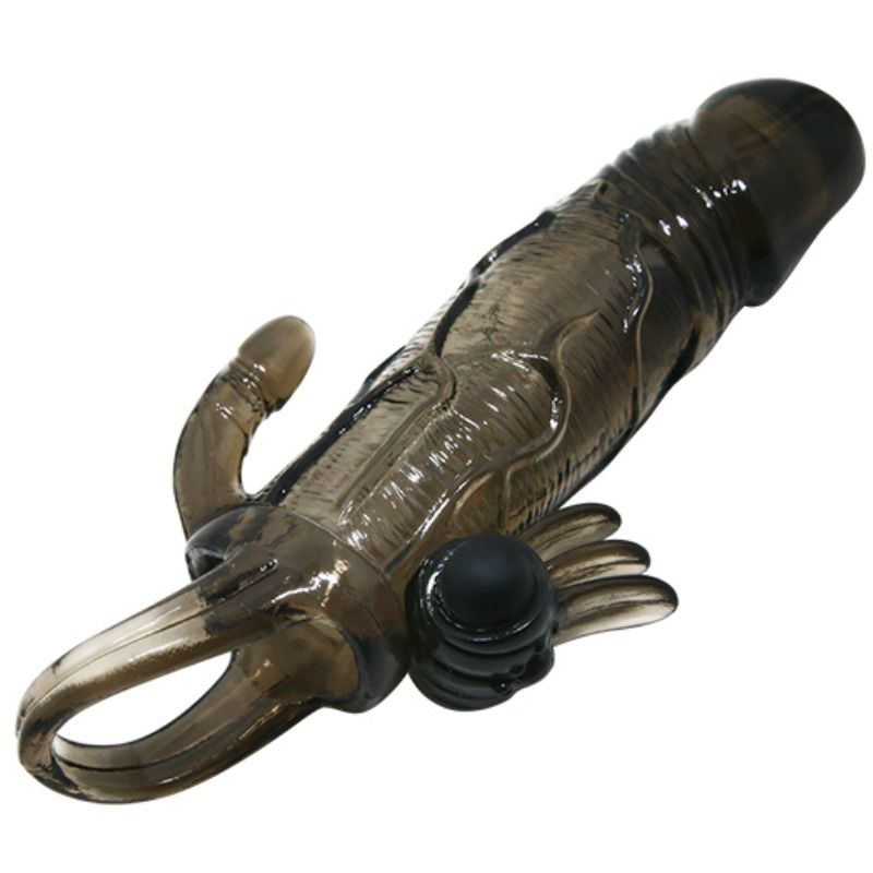 BAILE - BRAVE MAN FUNDA PENE ANAAL Y CLITORIS VIBRADOR 16,5 CM NEGRO