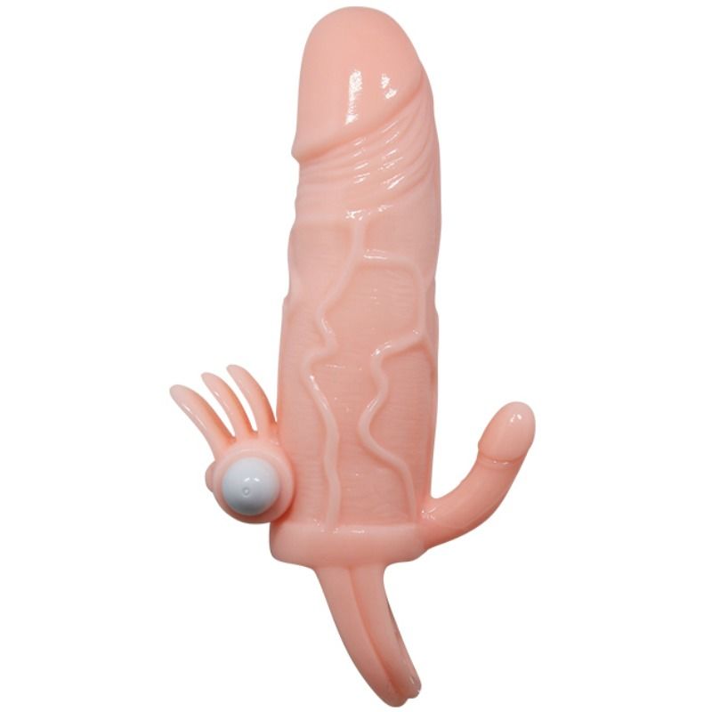 BAILE - BRAVE MAN FUNDA PENE ANAAL Y CLITORIS VIBRADOR 16,5 CM NATUURLIJK