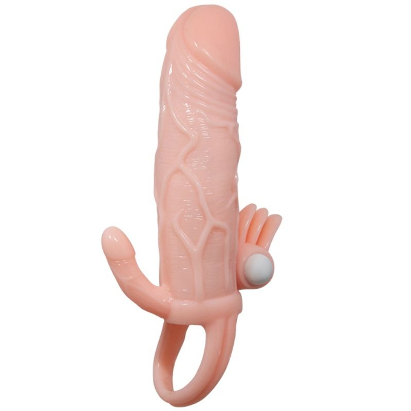 BAILE - BRAVE MAN FUNDA PENE ANAAL Y CLITORIS VIBRADOR 16,5 CM NATUURLIJK