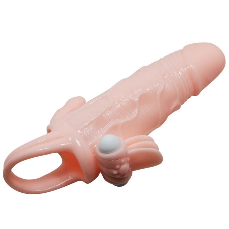 BAILE - BRAVE MAN FUNDA PENE ANAAL Y CLITORIS VIBRADOR 16,5 CM NATUURLIJK