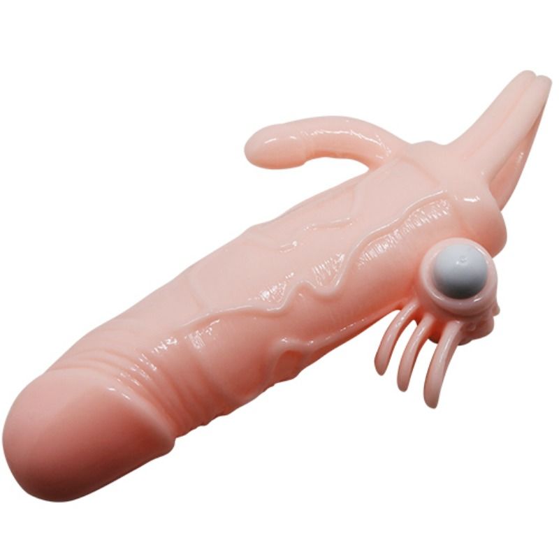 BAILE - BRAVE MAN FUNDA PENE ANAAL Y CLITORIS VIBRADOR 16,5 CM NATUURLIJK
