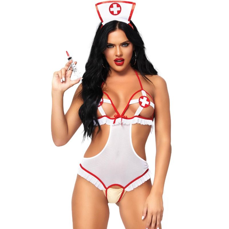 Leg Avenue – Nurse teddy ouvert crothless taille unique
