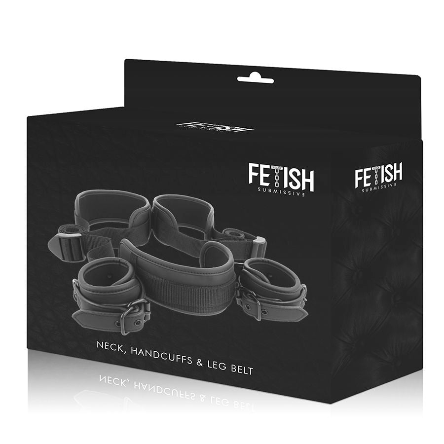 Fetish Submissive – Position jambes ouvertes avec menottes doublées en noprène