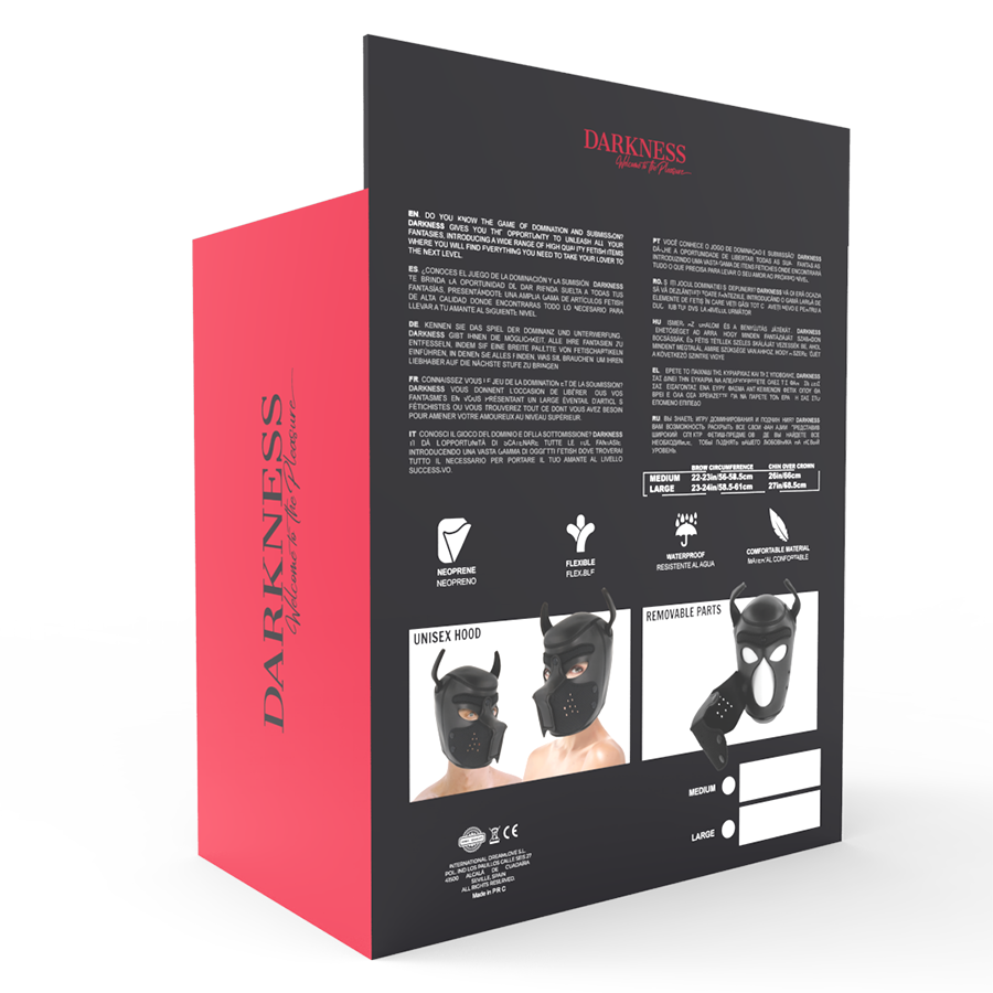 Darkness – Masque pour chien en néoprène avec museau amovible M