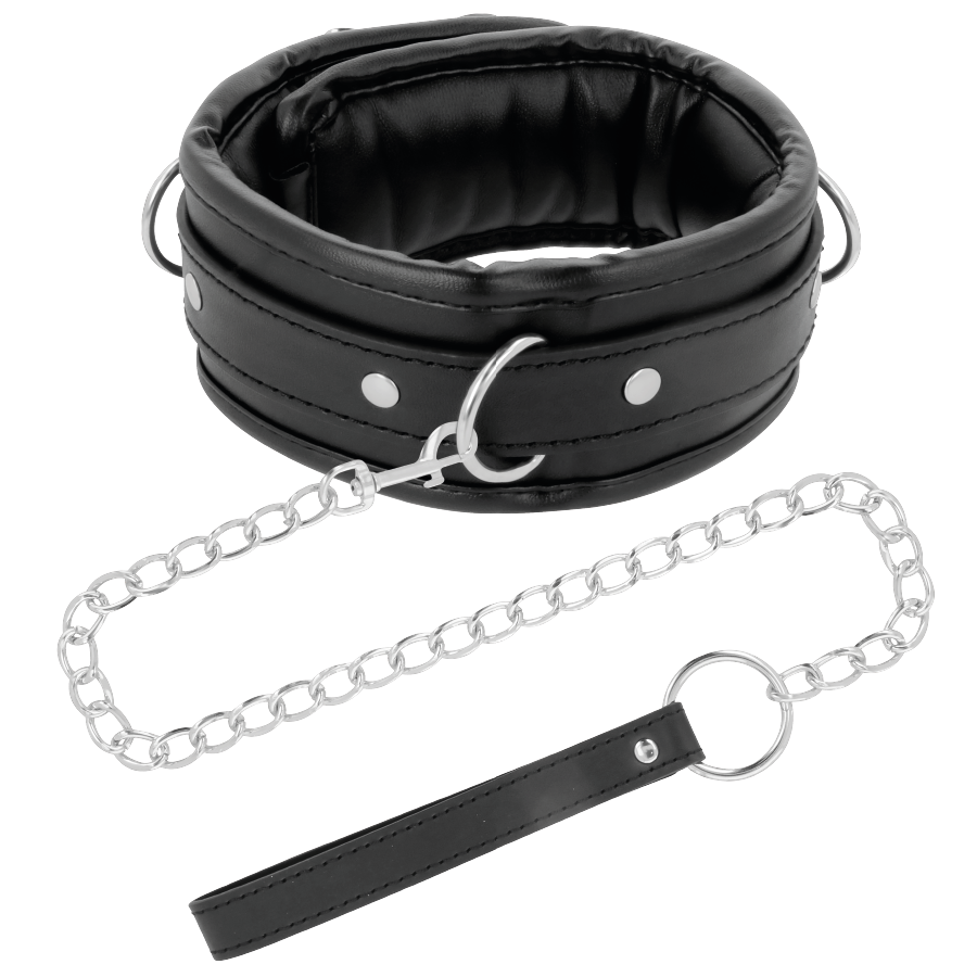 Darkness – Collier en cuir souple avec chaîne