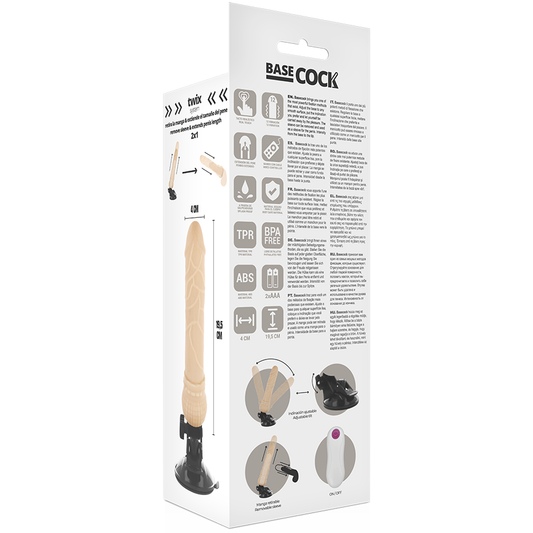 BASECOCK - VIBRADOR REALISTIC CONTROL REMOTO NATURAL 19.5 CM -O- 4 CM