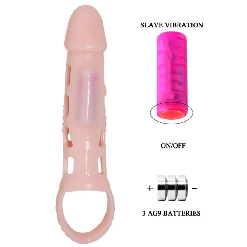 BAILE - FUNDA EXTENSORA PENE MET VIBRACIÓN Y-BAND NATUURLIJK 13,5 CM