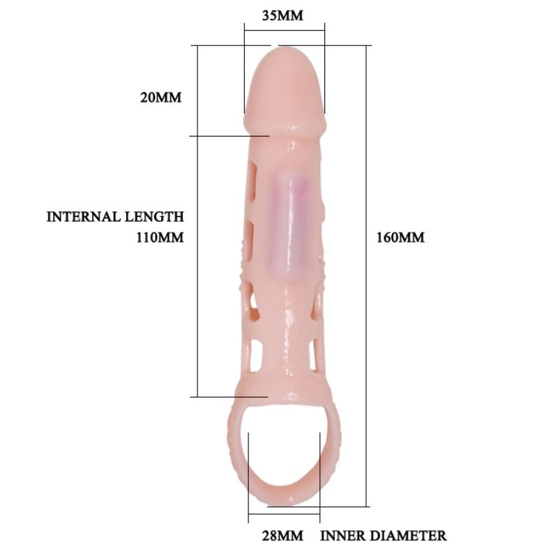 BAILE - FUNDA EXTENSORA PENE MET VIBRACIÓN Y-BAND NATUURLIJK 13,5 CM
